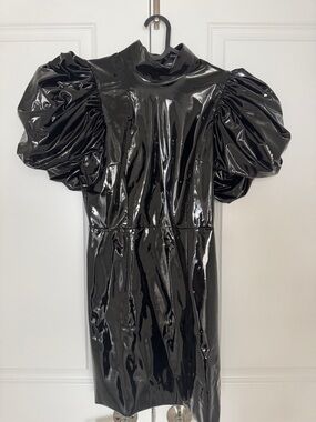 Black Puff-Sleeve Mini Dress